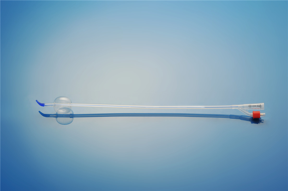 一次性使用親水塗層矽膠導尿管套件（雙腔彎頭）